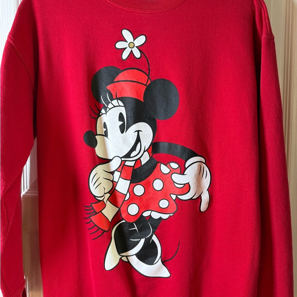Women’s Disney Minnie Mouse Vibrant Red Sweatshirt Size Small Apparel